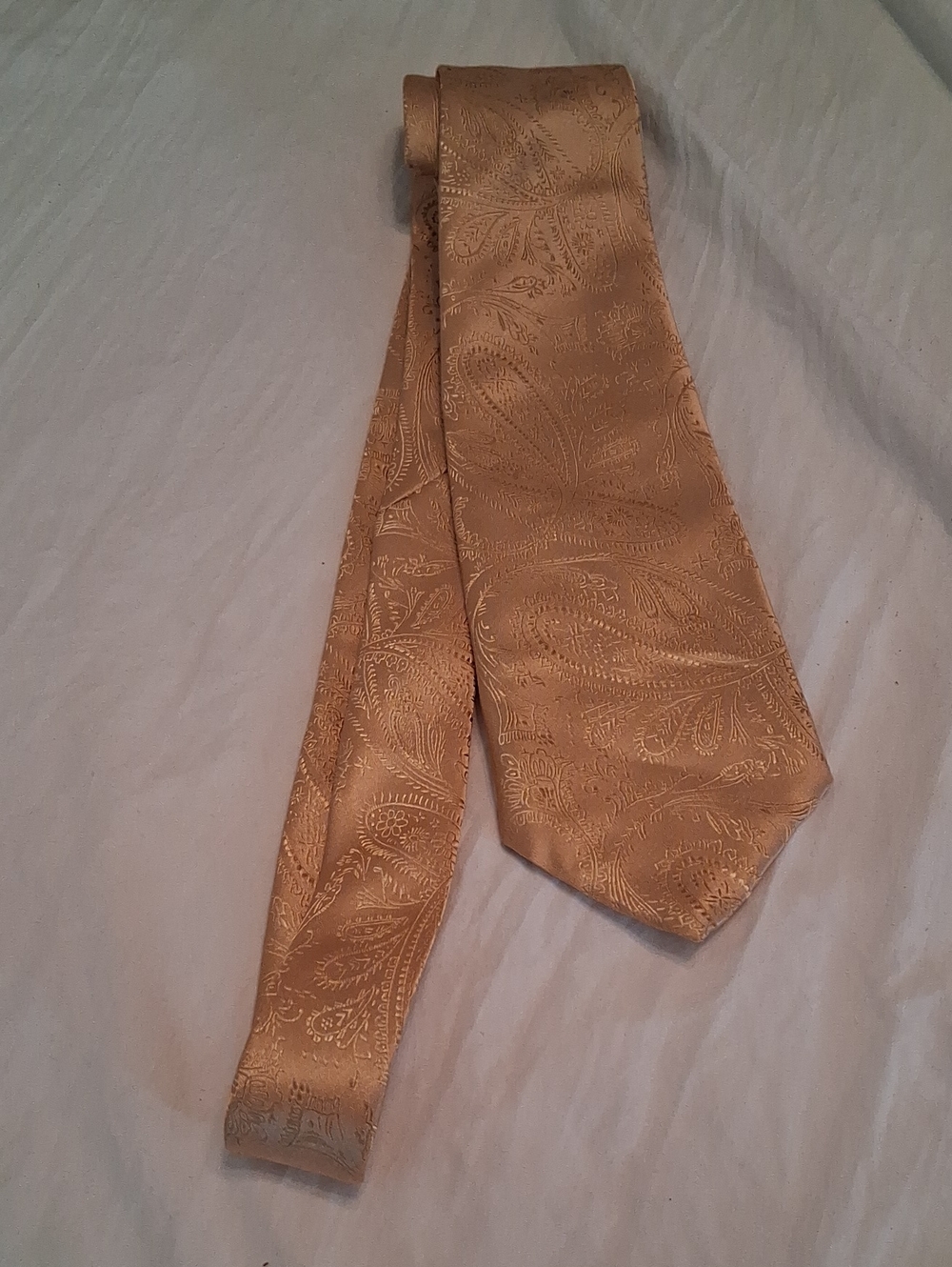 Classic Paisley Silk Tie in Champagne Gold - Men's Accessory Vesuvio Napoli